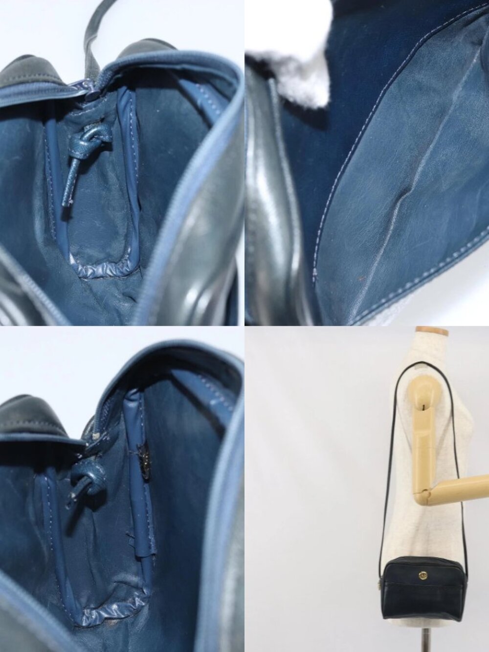 Christian Dior Shoulder Bag Leather Navy Gold Auth bs33276 - Picture 15 of 15